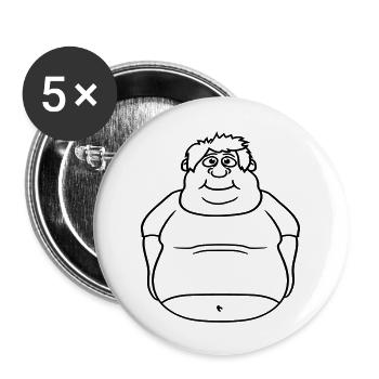 cercle balle homme gras épais clipart bande dessinée dessin animé lu - Lot de 5 grands badges (56 mm) - blanc - Devant