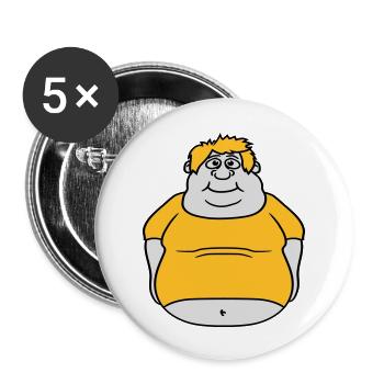 cercle balle homme gras épais clipart bande dessinée dessin animé lu - Lot de 5 grands badges (56 mm) - blanc - Devant