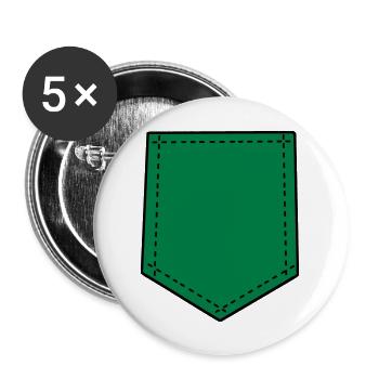 Brusttasche für T-Shirts (Farbauswahl) - Buttons groß 56 mm (5er Pack) - Weiß - Vorne