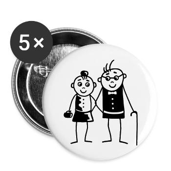 Oma & Opa - Buttons groß 56 mm (5er Pack) - Weiß - Vorne