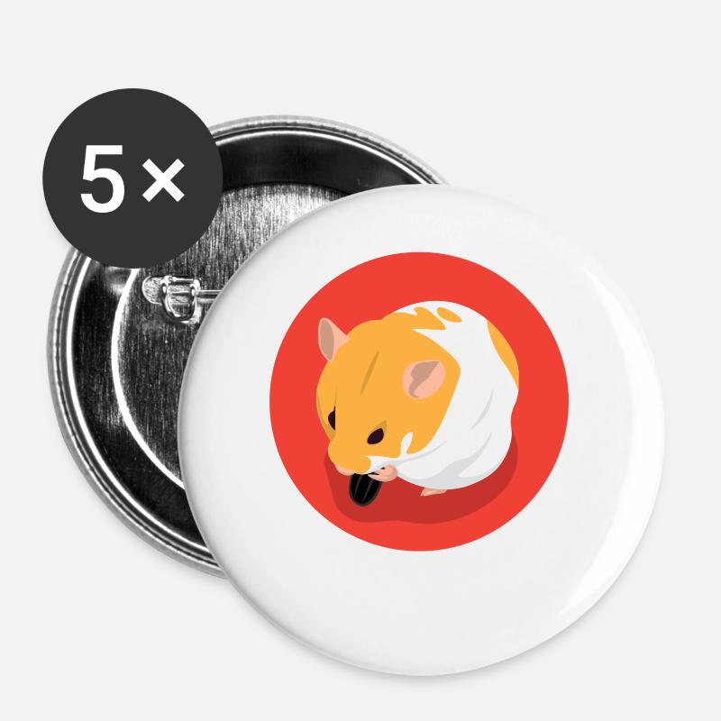Cute Brown Hamster Eating - Buttons large 2.2''/56 mm (5-pack) - white