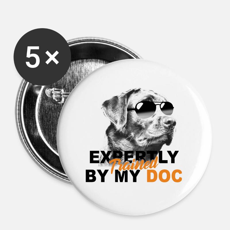 Trained expertly by my dog - Buttons large 2.2''/56 mm (5-pack) - white