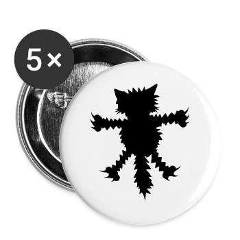 Katze krallt sich fest - Buttons groß 56 mm (5er Pack) - Weiß - Vorne