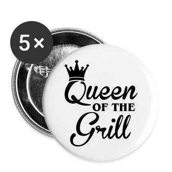 Queen of the Grill - Buttons groß 56 mm (5er Pack) - Weiß - Vorne
