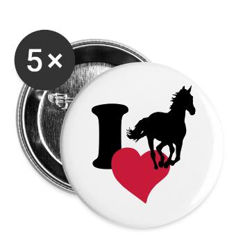 I love horses - J'adore les chevaux - Lot de 5 grands badges (56 mm) - blanc - Devant