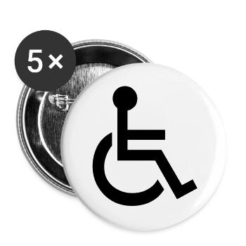 Behindertengerechter Symbol - Buttons groß 56 mm (5er Pack) - Weiß - Vorne