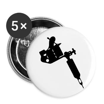 Tattoo gun - Lot de 5 grands badges (56 mm) - blanc - Devant