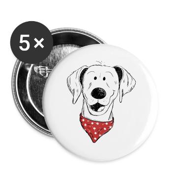 Lustiger Rhodesian Ridgeback Kopf Mit Bandana I - Buttons groß 56 mm (5er Pack) - Weiß - Vorne