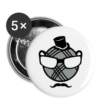 petanque boule smiley moustache lunette - Lot de 5 grands badges (56 mm) - blanc - Devant