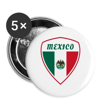 Mexico Coat of Arms Flag Central America Gift - Buttons large 2.2''/56 mm (5-pack) - white - Front