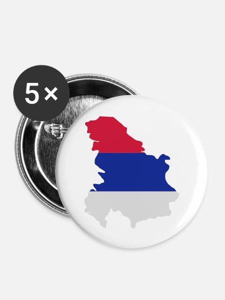 Serbien - Buttons groß 56 mm (5er Pack) - Weiß