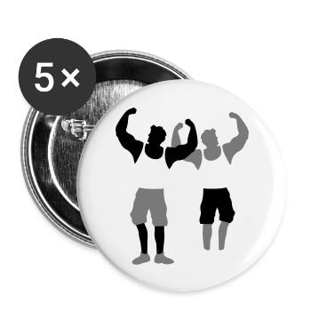 équipe couple duo 2 amis muscle posen texte clipart - Lot de 5 grands badges (56 mm) - blanc - Devant