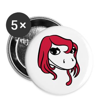 kopf gesicht weiblich frau huebsch girl maedchen s - Buttons groß 56 mm (5er Pack) - Weiß - Vorne