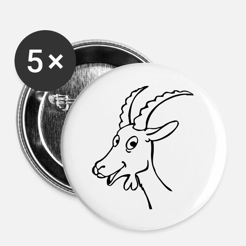 Goat kid - Buttons large 2.2''/56 mm (5-pack) - white
