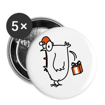 poulet fou de Noël - Lot de 5 grands badges (56 mm) - blanc - Devant