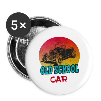 Old School Car Vintage/ Gift Vintage Car - Buttons large 2.2''/56 mm (5-pack) - white - Front
