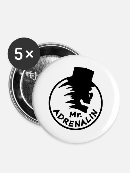 Mr. Adrenalin - Buttons groß 56 mm (5er Pack) - Weiß