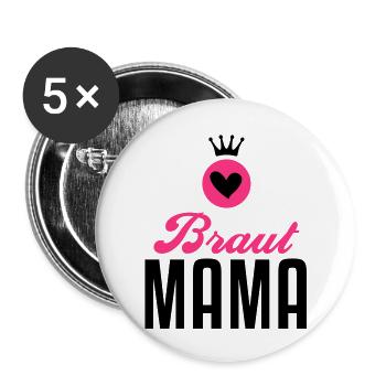 Braut Mama – Braut Mutter – Hochzeit – 2C - Buttons groß 56 mm (5er Pack) - Weiß - Vorne