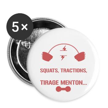 Musculation - Je peux pas - Lot de 5 grands badges (56 mm) - blanc - Devant