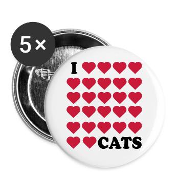 I love Cats - Buttons large 2.2''/56 mm (5-pack) - white - Front