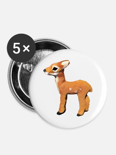 Rehkitz Design - Buttons groß 56 mm (5er Pack) - Weiß