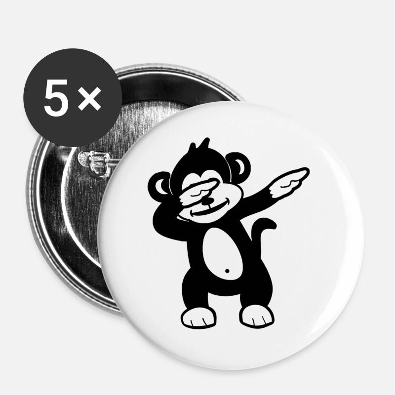 Monochrome Panda Wink Doodle - Buttons large 2.2''/56 mm (5-pack) - white