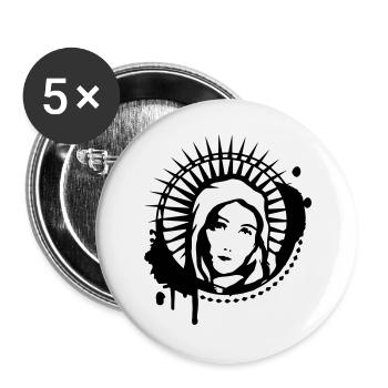 Maria Portrait Graffiti Schablone - Buttons groß 56 mm (5er Pack) - Weiß - Vorne