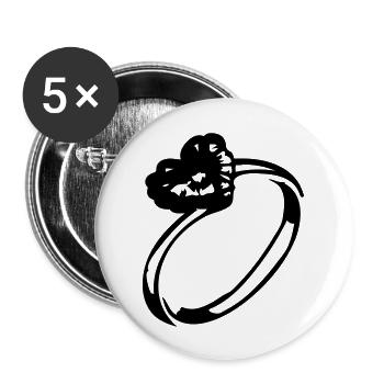 Heart diamond ring - Buttons large 2.2''/56 mm (5-pack) - white - Front