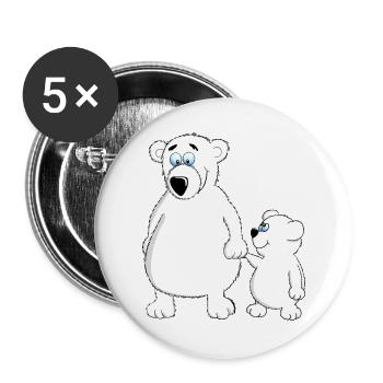 Drolly bébé ours avec papa ou maman - Lot de 5 grands badges (56 mm) - blanc - Devant