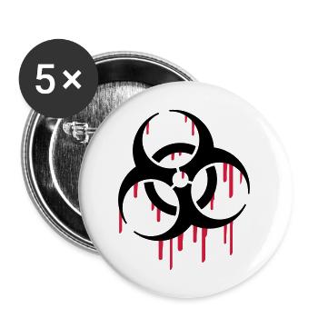 Biohazard Blood - Lot de 5 grands badges (56 mm) - blanc - Devant