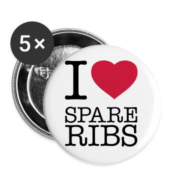 I LOVE SPARE RIBS - Buttons groß 56 mm (5er Pack) - Weiß - Vorne
