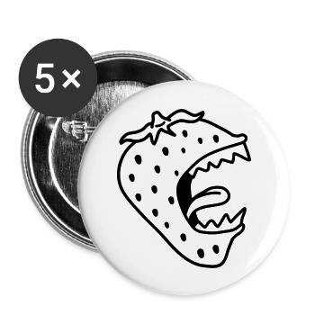 Monster Strawberry - Lot de 5 grands badges (56 mm) - blanc - Devant