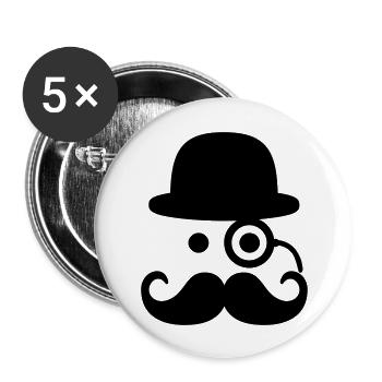Smiley Mustache - Buttons groß 56 mm (5er Pack) - Weiß - Vorne