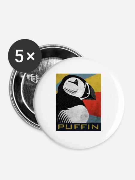 Puffin Island Papagei Taucher Vogel Nord Geschenk - Buttons groß 56 mm (5er Pack) - Weiß