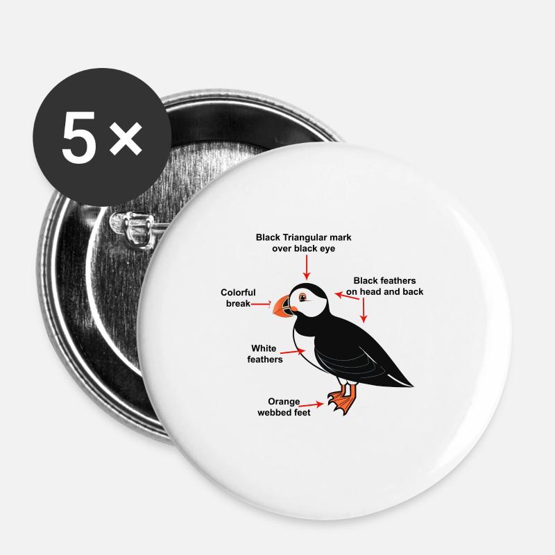 puffin - Buttons large 2.2''/56 mm (5-pack) - white