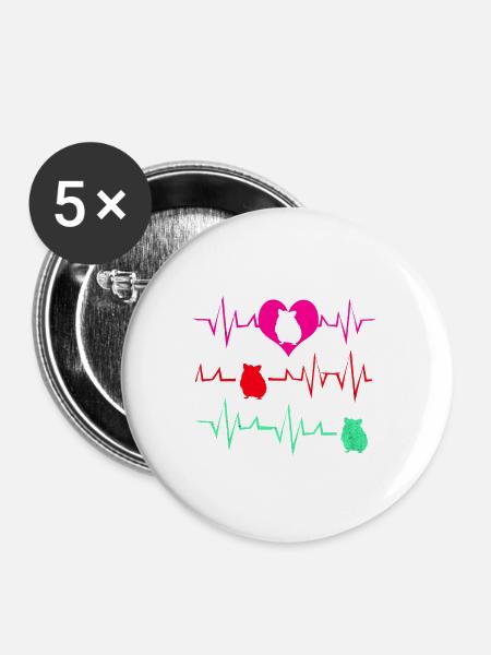 Chinchilla - Buttons groß 56 mm (5er Pack) - Weiß
