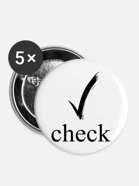 check - Buttons groß 56 mm (5er Pack) - Weiß