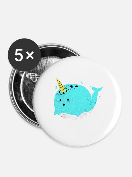 Narwal - Buttons groß 56 mm (5er Pack) - Weiß