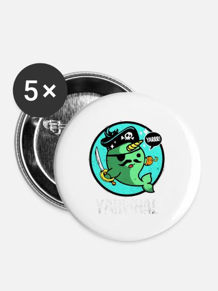 Narwal - Buttons groß 56 mm (5er Pack) - Weiß