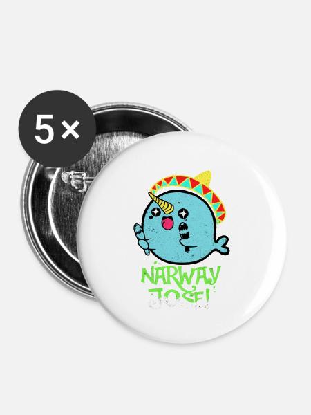 Narwal - Buttons groß 56 mm (5er Pack) - Weiß