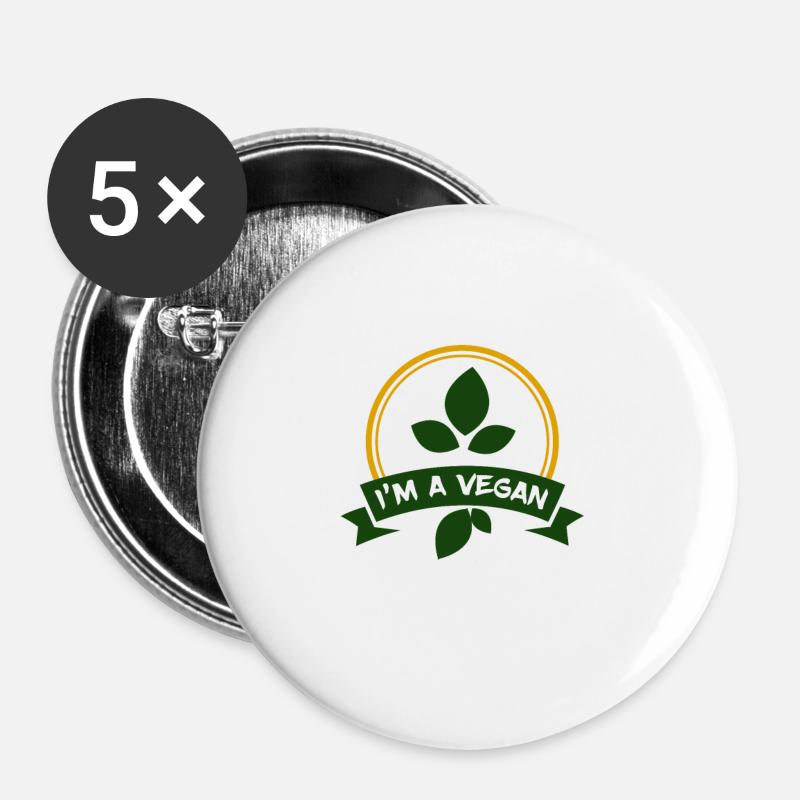 I´m a Vegan ... Ich bin ein Veganer - Buttons groß 56 mm (5er Pack) - Weiß