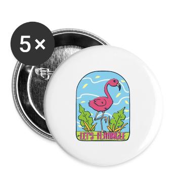 Let’s Flamingle TShirt Flamingo rose rose cadeau - Lot de 5 grands badges (56 mm) - blanc - Devant