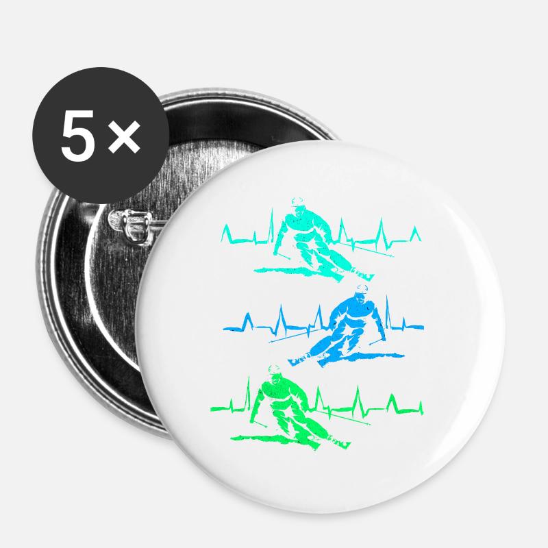 Skiing Skiing Skiing Skiing Skiing - Buttons large 2.2''/56 mm (5-pack) - white