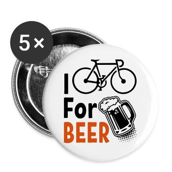 Bike For Beer - Buttons groß 56 mm (5er Pack) - Weiß - Vorne