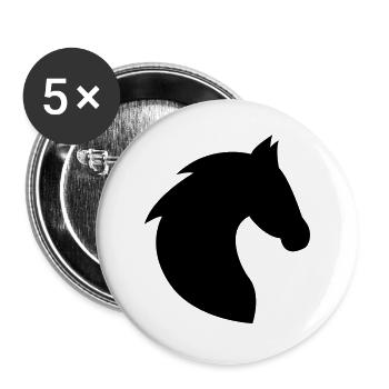 Horse, head, horse head, riding, silhouette, mane - Buttons large 2.2''/56 mm (5-pack) - white - Front