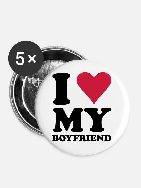 I Love My Boyfriend - Buttons groß 56 mm (5er Pack) - Weiß