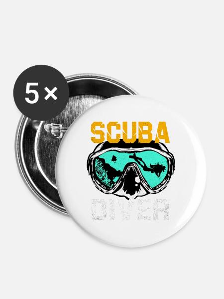 Tauchen - Buttons groß 56 mm (5er Pack) - Weiß