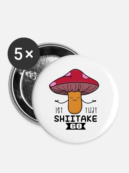 Pilze - Buttons groß 56 mm (5er Pack) - Weiß