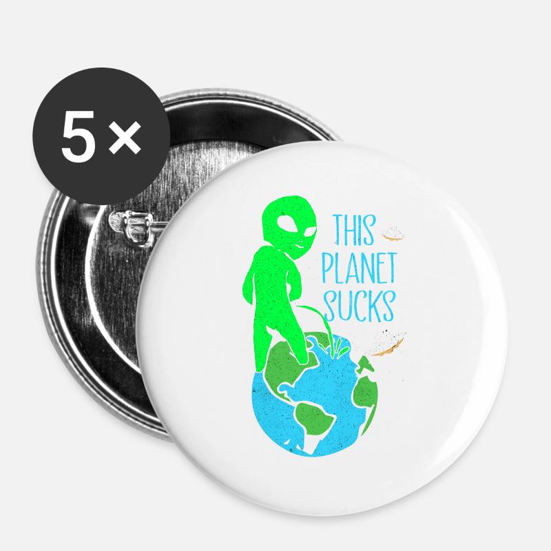 Aliens - Buttons large 2.2''/56 mm (5-pack) - white