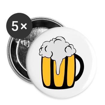 Bierglas - Buttons groß 56 mm (5er Pack) - Weiß - Vorne